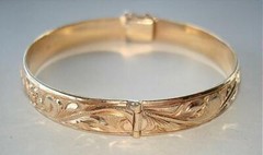 8MM BH 14K YELLOW GOLD HAWAIIAN HEIRLOOM CUSTOM MADE ENGRAVED BRACELET 6.0-9.0