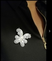 .925 Solid Silver Butterfly Brooch Pin New.