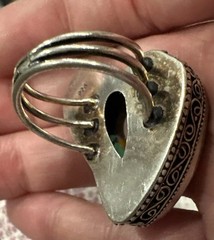 Heart Shaped Colorful Confetti Artisan Silver Tone Costume Ring Sz 6 1/2 READ