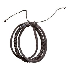 Handmade Braided & Wrapped Leather Bracelet in Dark Brown