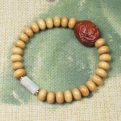 8mm Sandalwood Pi Xiu Good Luck Bracelet for Men—Buddhist Prayer Beads