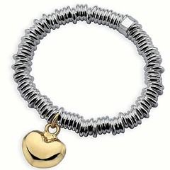 Bracelet Bangle 925 Sterling Silver Filled Solid 18k Gold Heart Charm Design