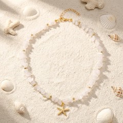 Boho Faux Stone Crushed Irregular Beaded Choker Necklace Women Summer Beach Coll