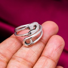 Safety Pin Ring 925 Sterling Silver Handmade Protection Charm Band Gift Jewelry