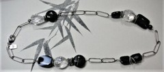 Sterling Silver with Black and Crystal Beads Hallmarked BB