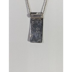 Sterling Silver etched Pendant13/8’x 5/8″Oxidized rustic Tube bail 18″ SP chain
