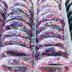 Natural Purple Cloud Mother Crystal Bracelet Health Treatment 55-64mm