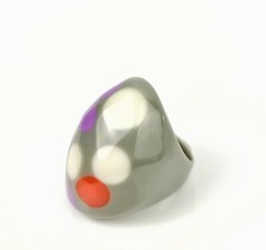 Sobral Rare Bolas Oval Multicolor Polka Dot Gray Artist Made Ring Size 8.25