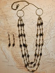 2-Piece Set with 3-Strand Tiger’s Eye Necklace and Earrings