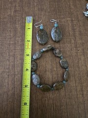 Jasper Bracelet & Drop Earring Set Sterling Wire