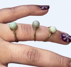 1 pc Handmade Amazonite wire wrapped crystal ring with gold copper wire