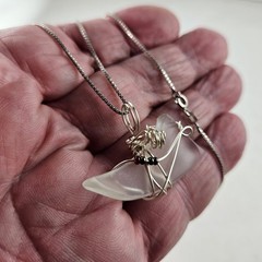 Sterling Silver Glass Pendant Artisan made & Sterling 18 in Chain [8793]