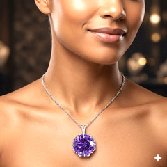 RARE 17 Ct Certified Purple Diamond Solitaire Pendant, Free Diamond Studs.