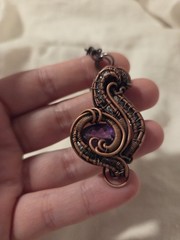 Wire Wrapped Amethyst Topaz Pendant Handmade