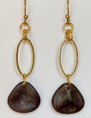 Gold & Czech Glass Petal Dangle Earrings.