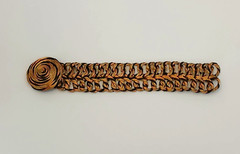 Greek Double Loop Copper Wire Bracelet Black and Orange