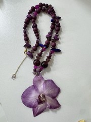Natural orchid necklace ( purple sunset )