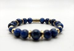 Natural Gemstone Blue Kyanite Bracelet with Gold Spacers