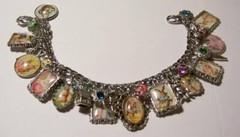 Victorian Easter Theme Charm Bracelet Hand Crafted Glass Dome