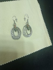 Artisan Solid Sterling Silver Thick Twisted Double Oval Earrings 1 1/4″ 16gr