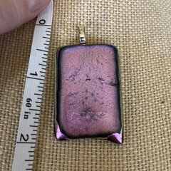 Handcrafted fused dichroic art glass Pendant Pink Iridescent