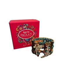 Hippie Chic Paolati Woven Crystal Cuff Bracelet Gold Tone Made in Italy 7in
