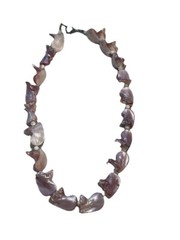 Mother of Pearl Necklace Natural Shell Beaded lavender pink 20 Inches