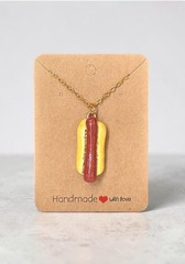 Handmade Hot Dog Necklace Realistic Polymer Clay Food Jewelry Fast Food Charm