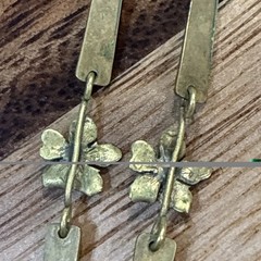 Art Nouveau Dogwood Flowers Long Dangling Brass Earrings With Hooks From Estate