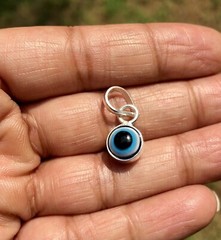 925 Silver Evil Eye Protection Pendant, Amulet Nazariya, Round Shape, Jewelry