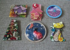Vintage Lucinda Pins Cat Valentine Spring Christmas Cat Butterfly Retro
