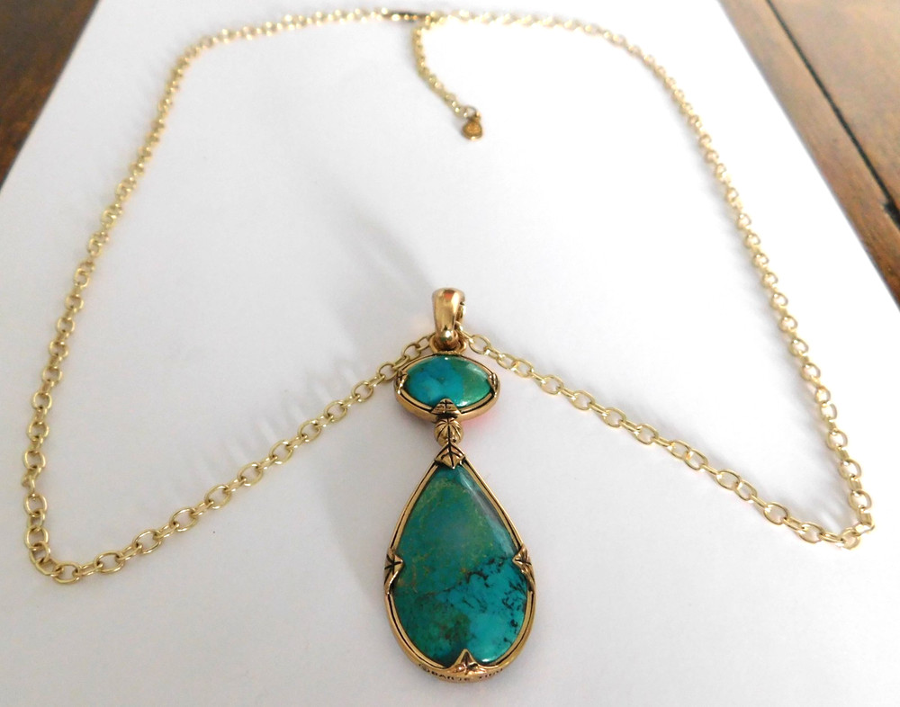 Signed Barse Thai Jewelry Necklace Removable Reversible Pendant Turquoise Coral