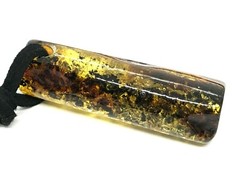 AMBER PENDANT Gift Barrel Cylinder Cord Unisex Baltic Unique Jewelry 5,9g 14380