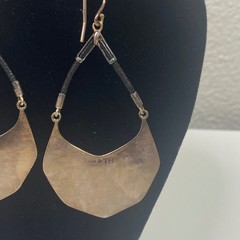 Sterling Silver 925 Tribal Shield Drop Earrings Boho Western Artisan Rustic