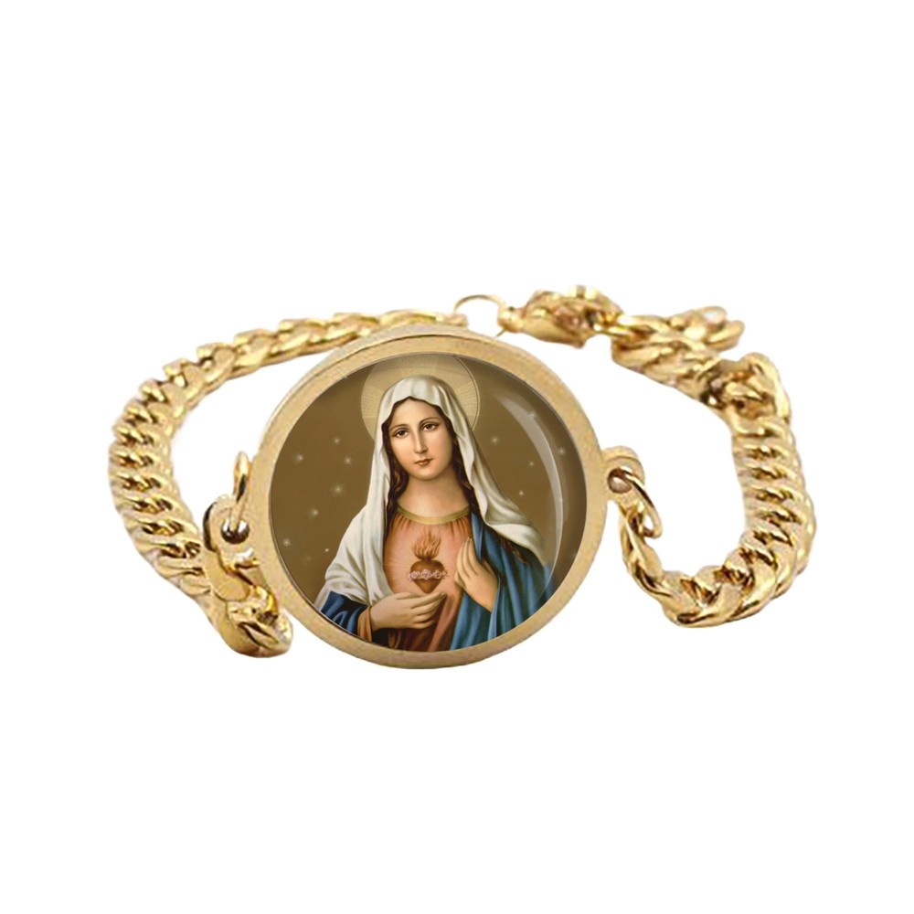 Lady Immaculate Heart Of Blessed Virgin Mary Bracelet Gold or Stainless Steel