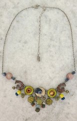 Ayala Bar Signed Vintage Fabric and Crystal Necklace