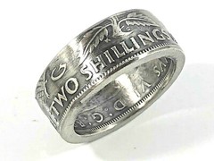 British Two Shilling Coin Ring – Handmade England UK Vintage Coin Jewelry Gift