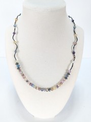 Vintage Sterling Silver Rainbow Fluorite Faceted Bead Tube 19″ Necklace 925