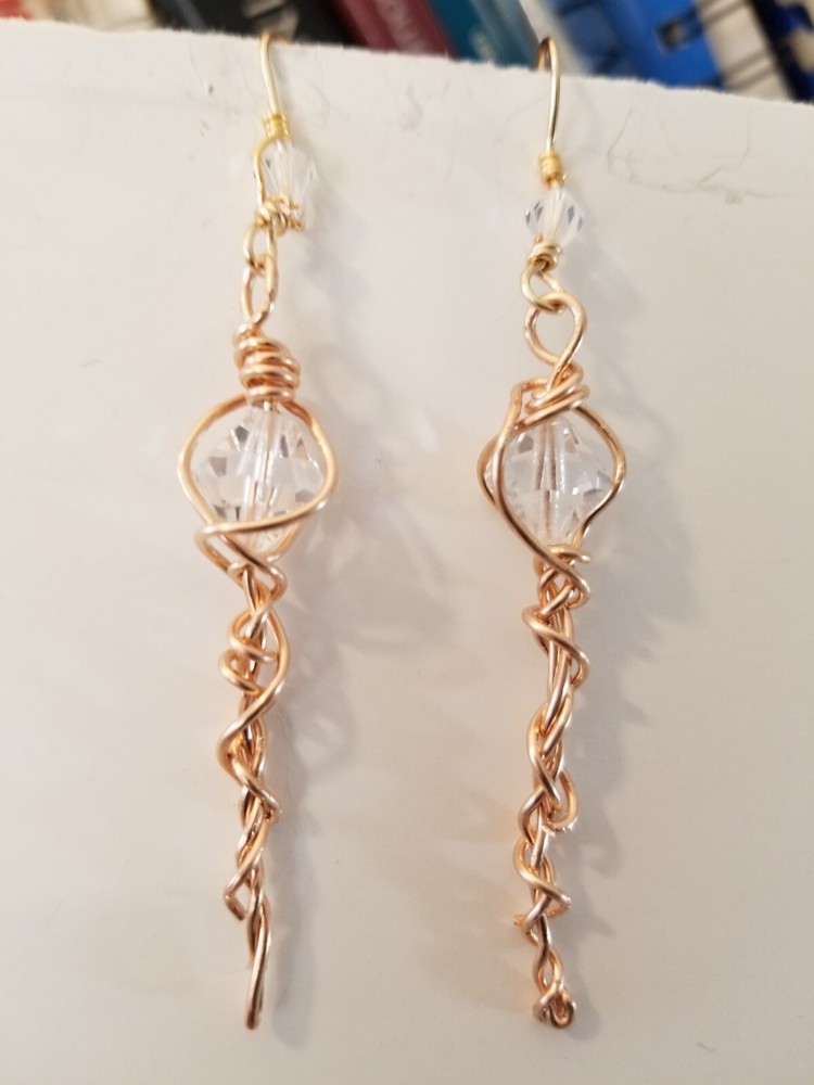 Wand Bronze Earrings 10mm Clear Preciosa bicones Fantasy Story Leverback