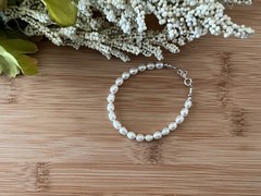 New! Pearl & Sterling Silver Handmade Bracelet Blessings & Beads 7-7 3/4 in-B706