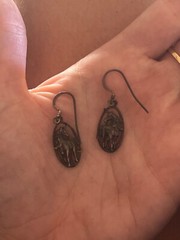 Sterling silver pierced horse earrings with heavy patina