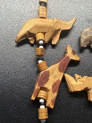 Wooden Safari Jungle Animal Bead Necklace – Hand Carved Folk Art Tribal Boho 30”