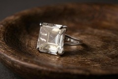 Crystal Quartz Ring Anemone Gold Filled 16x16mm Square Cut Jewelry