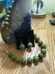 AIL by ALUMA Green Mosaic Turquoise Graduated Necklace 17”+Earring Set. NWOT