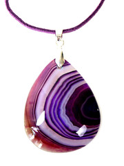 OOAK Agate Stone Pendant Necklace Purple White Clear Waves Unique BOHO Jewelry