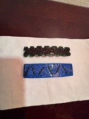 Art Glass Multicolor Artisan Handcrafted Dichroic Glass Hair Barrette PAIR