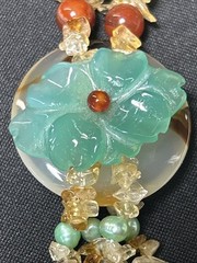 Handcrafted Boho Gemstone Lariat: Peridot Citrine Turquoise Flower Pendant 101