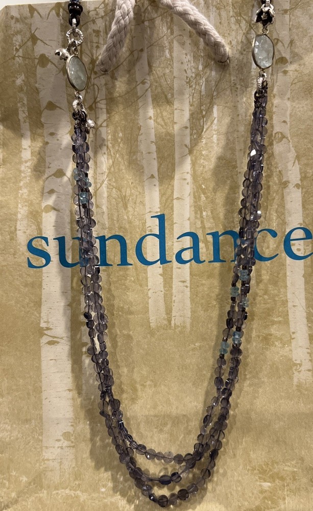 NWOT Sundance Catalog Iolite Apatite Aquamarine “Blue Rainbow Necklace”