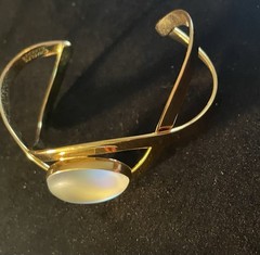 Charles Albert Multi-Color Luminite Infinity Gold-Tone Cuff Bracelet. Signed