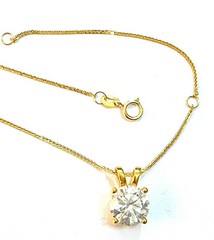 SOLID 18k Gold Fine Jewelry Diamond Pendant Necklace 2ct Solitaire GRA certified